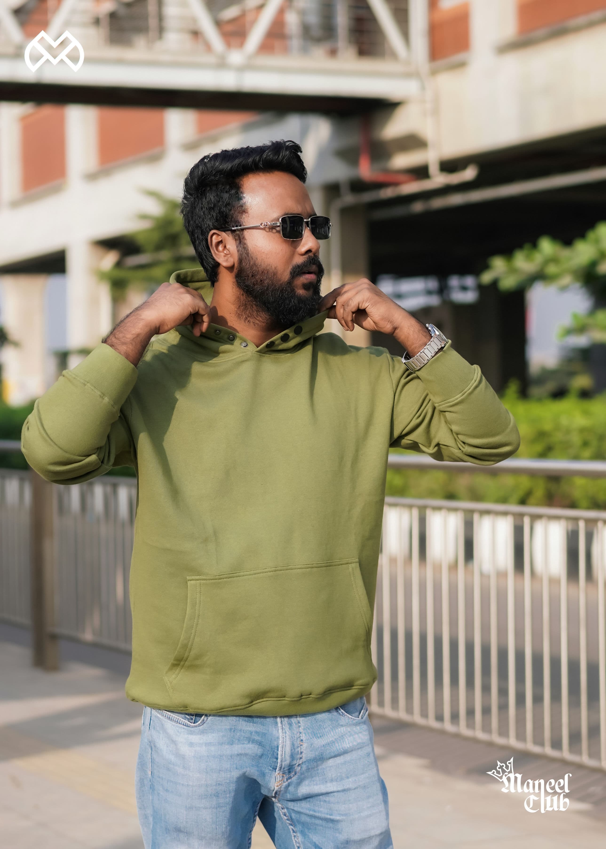 Snap Button Drop Shoulder Hoodie - Thumbnail 2