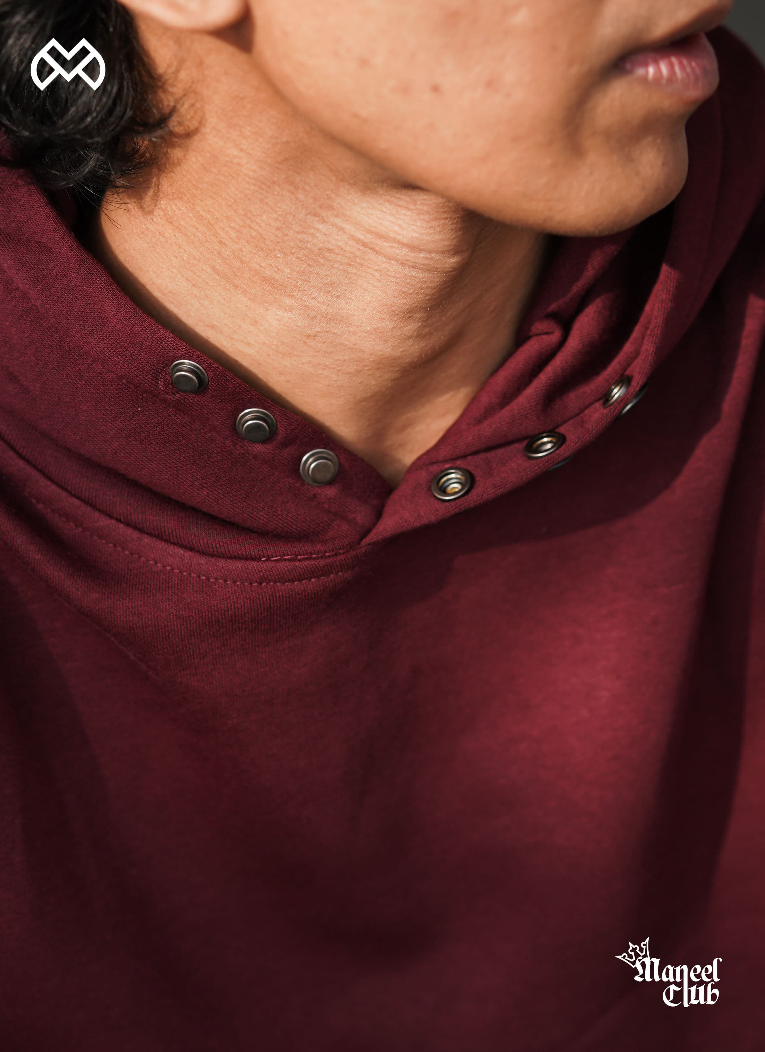 Snap Button Drop Shoulder Hoodie - Thumbnail 4