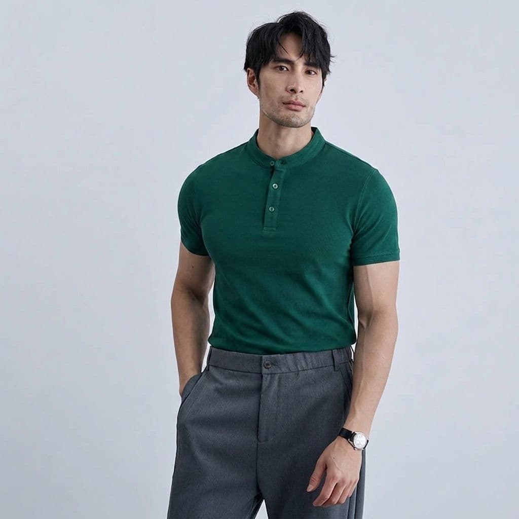 Henley T Shirt (Chinese collar) - Thumbnail 7