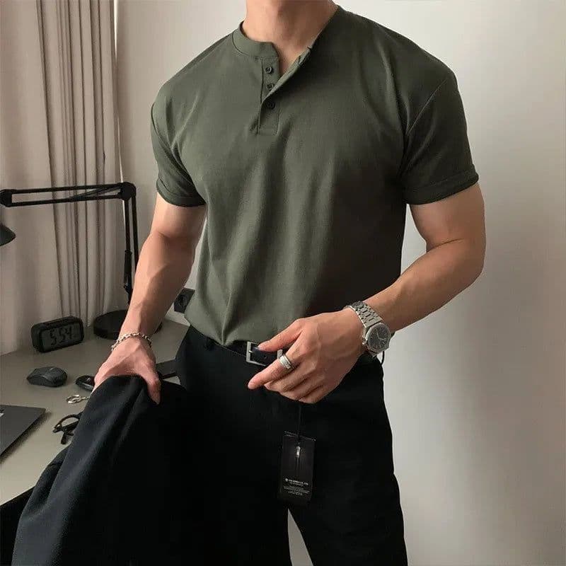 Henley T Shirt (Chinese collar) - Thumbnail 4