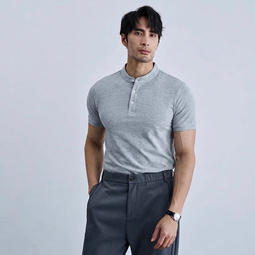 Henley T Shirt (Chinese collar) - Thumbnail 11